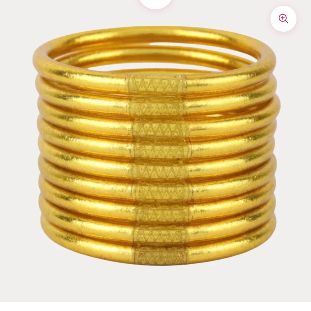 Buddha Girl Gold All Weather Bangles (set of 9) - Serenity Prayer, New (Medium)